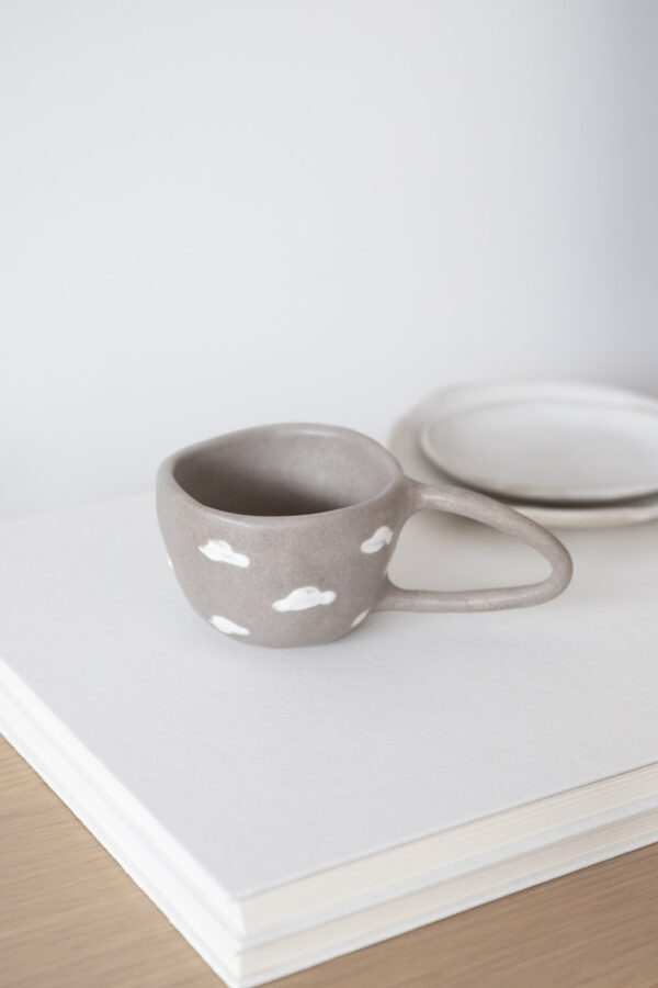 Terra Handmade Ceramic Espresso Mug - White Clouds