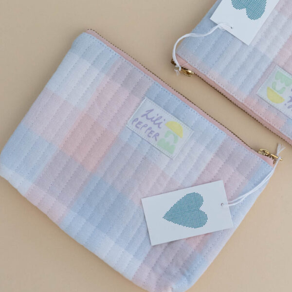 Check Pastel Quilted Pouch