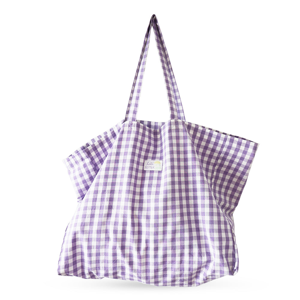 Check Lavender Cotton Bag