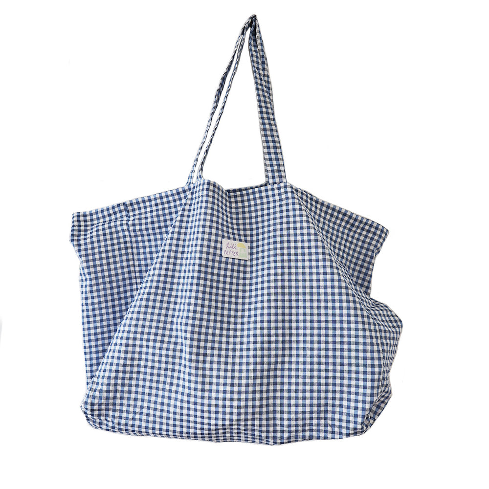 Check Blue Cotton Bag