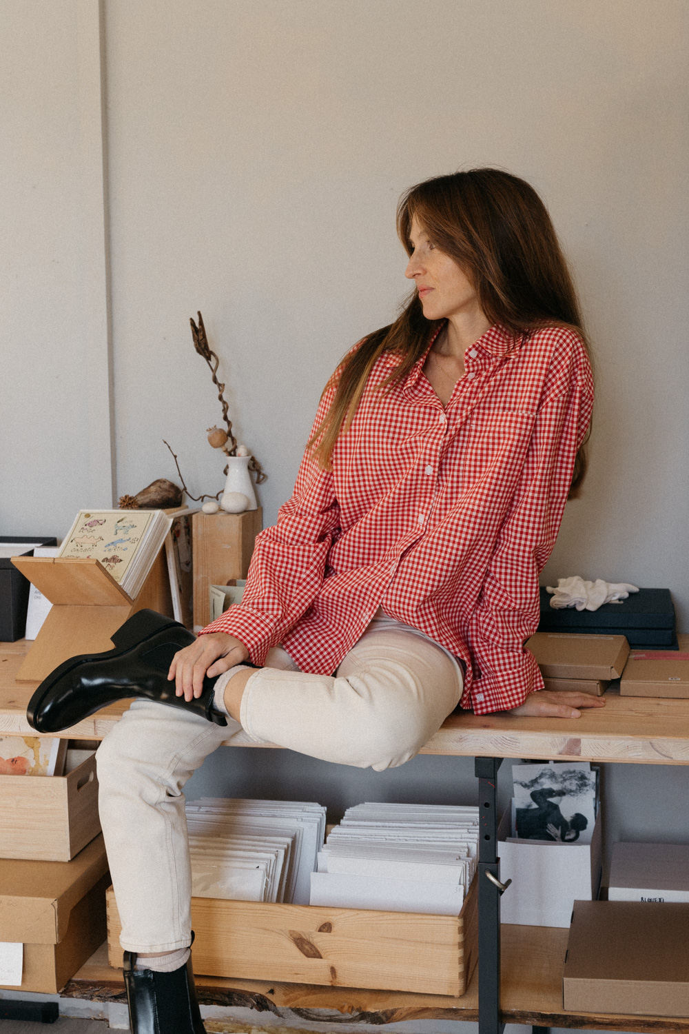 Zoe Red Gingham Classic Shirt