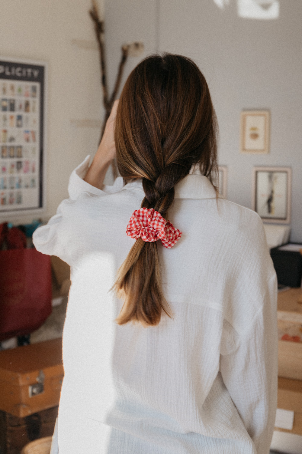 Zoe Red Gingham Scrunchie