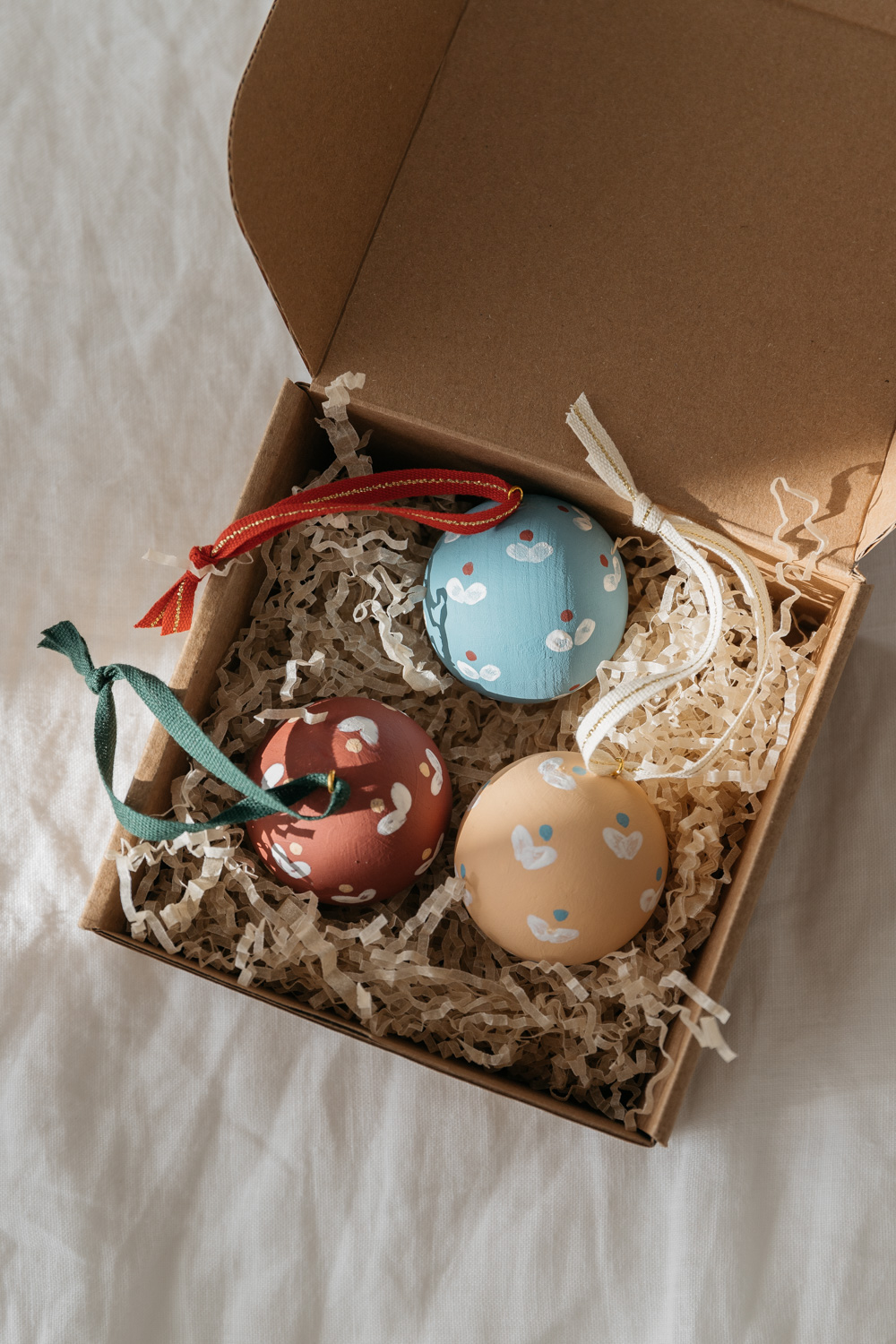 Hand-Painted Wooden Christmas Bauble Set