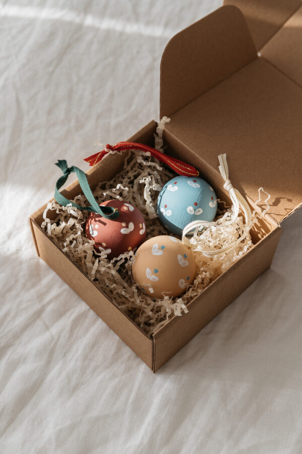 Hand-Painted Wooden Christmas Bauble Set