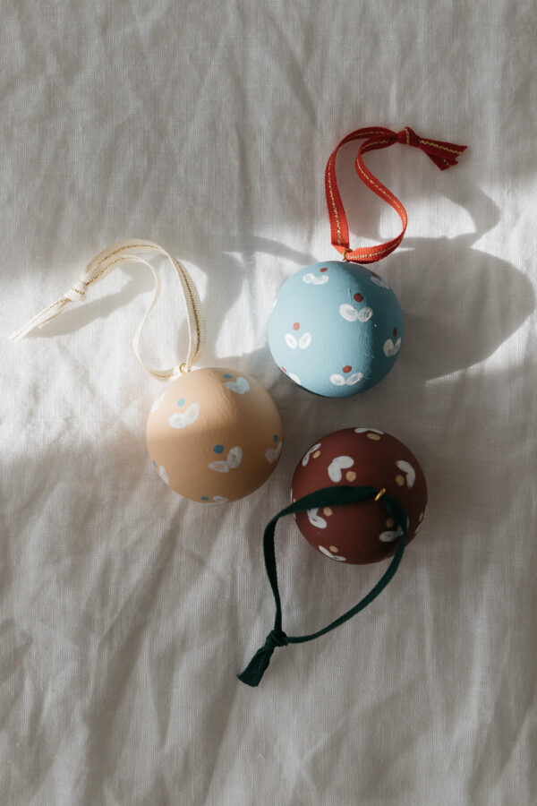 Hand-Painted Wooden Christmas Bauble Set