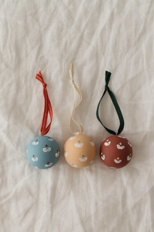 Hand-Painted Wooden Christmas Bauble Set