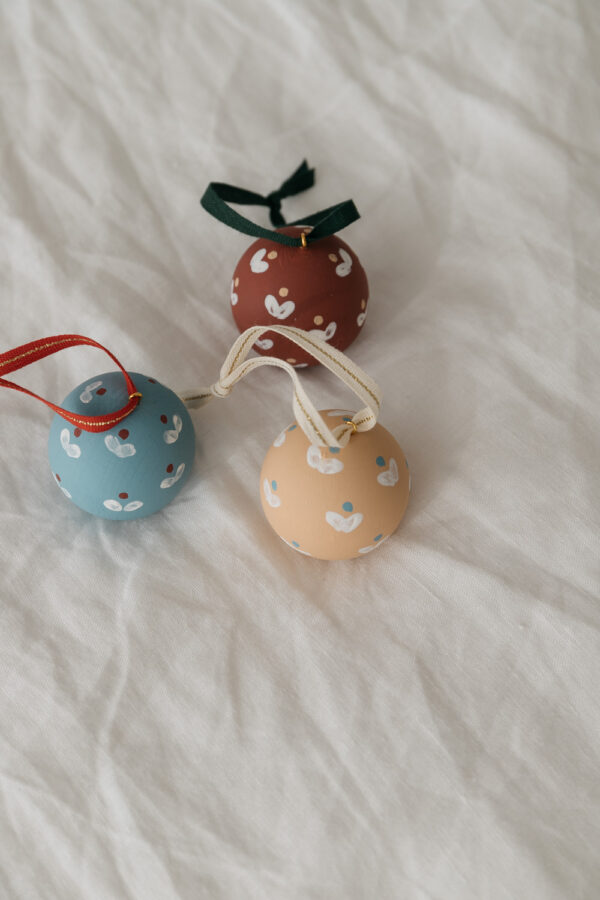 Hand-Painted Wooden Christmas Bauble Set