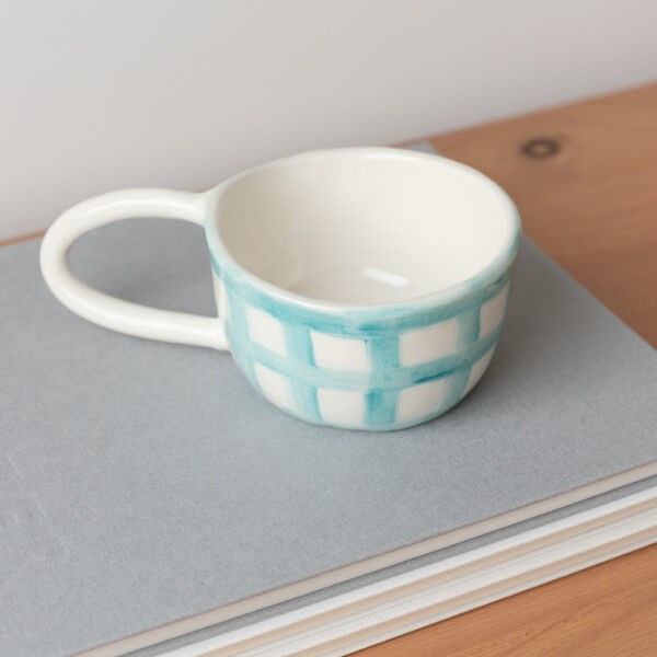 Terra Handmade Ceramic Mug - Checkered Blue