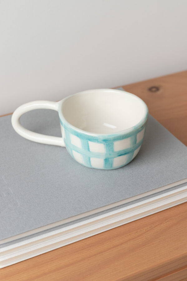 Terra Handmade Ceramic Mug - Checkered Blue