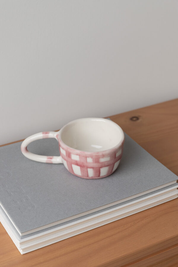 Terra Handmade Ceramic Mug - Checkered Pink