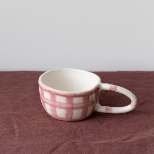 Terra Handmade Ceramic Mug - Checkered Pink