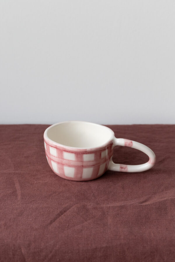 Terra Handmade Ceramic Mug - Checkered Pink