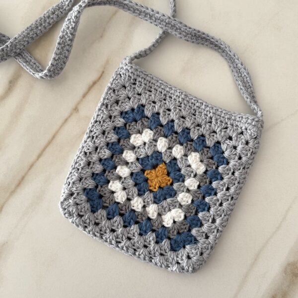 Granny Square Small Crochet Bag - Grey