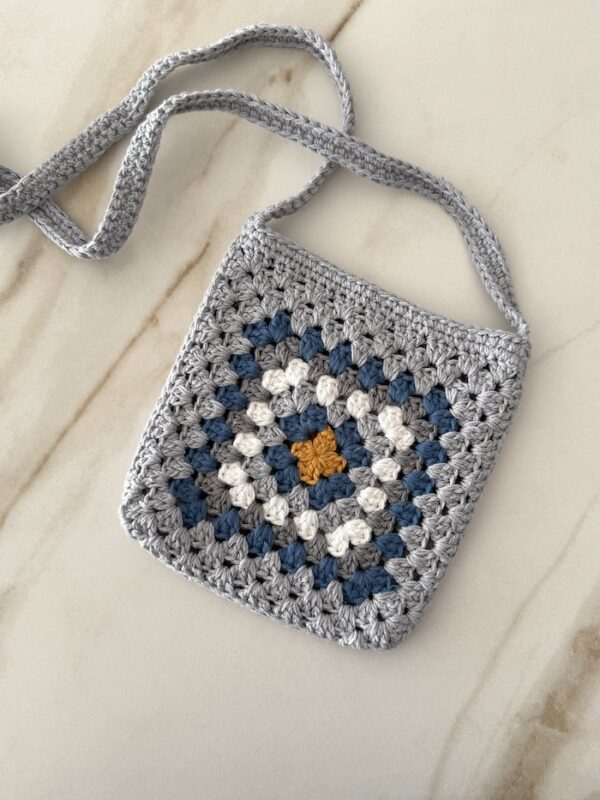 Granny Square Small Crochet Bag - Grey