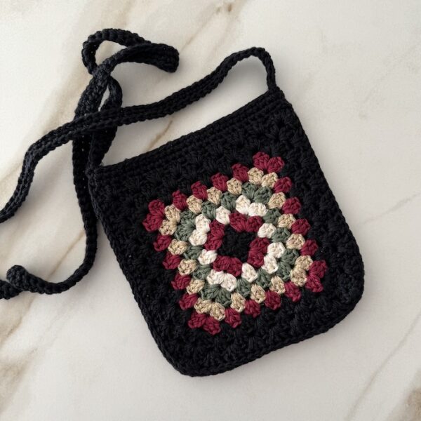 Granny Square Small Crochet Bag - Black & Gold