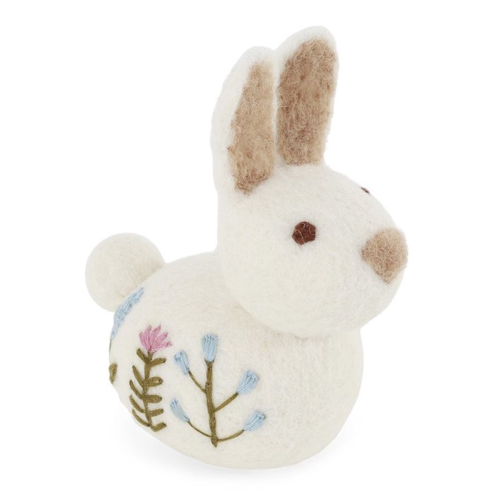 Easter White Bunny With Embroidery