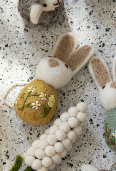 Easter Small Ochre Bunny With Embroidery