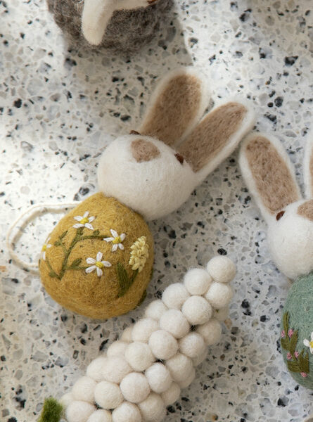 Easter Small Ochre Bunny With Embroidery