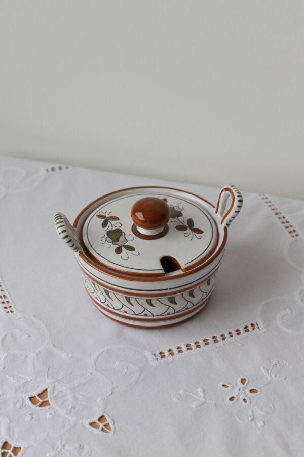 Vintage Italian Hand-Painted Deruta Sugar Jar