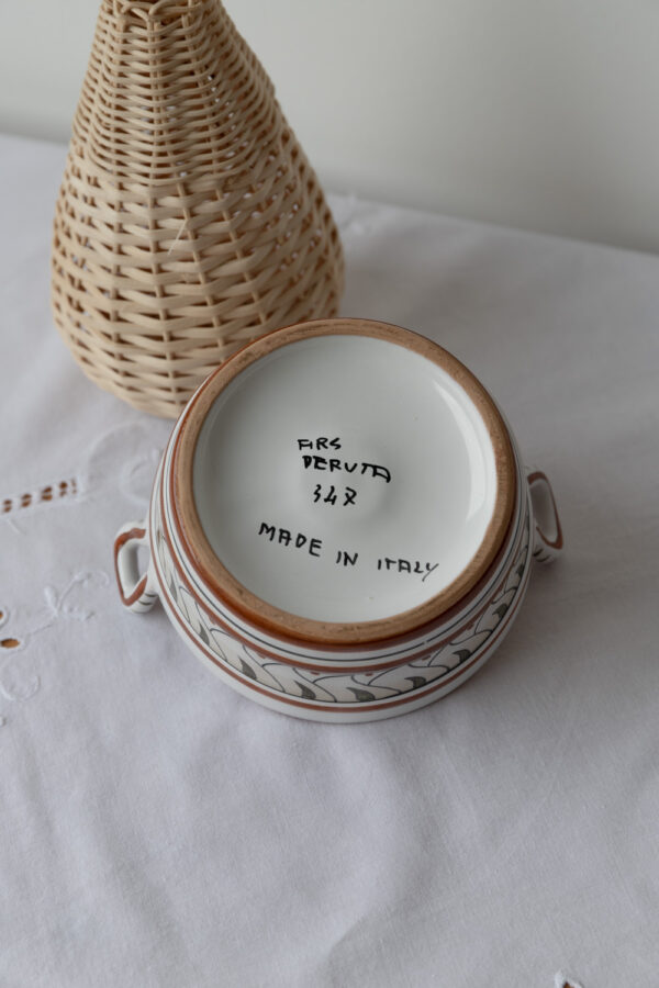 Vintage Italian Hand-Painted Deruta Sugar Jar