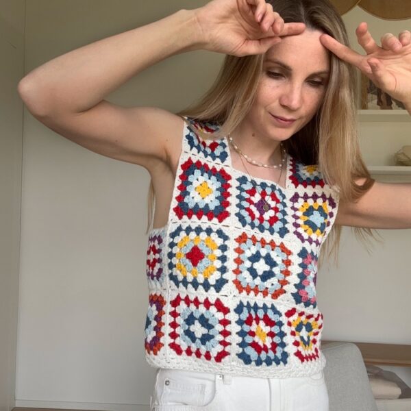 Bright Granny Square Crochet Top