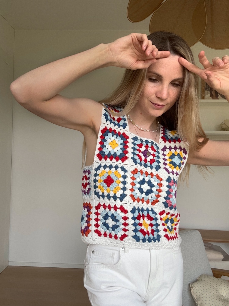 Bright Granny Square Crochet Top