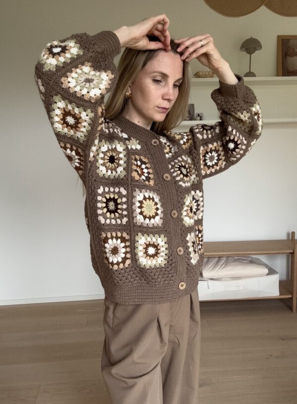 Brown Granny Square Crochet Cardigan Jacket