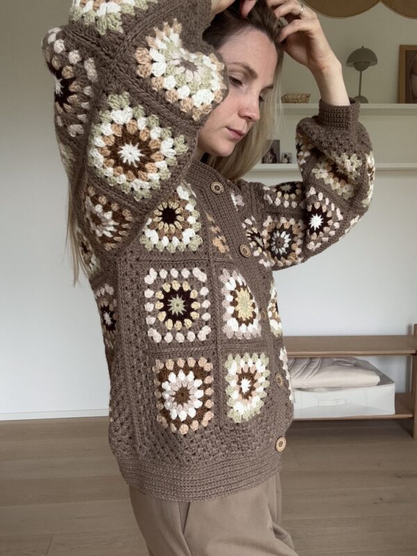 Brown Granny Square Crochet Cardigan Jacket