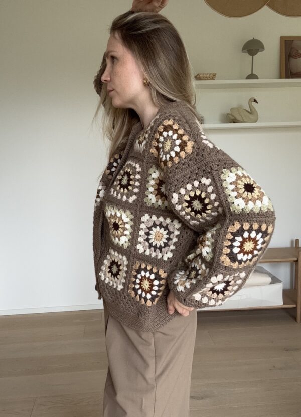 Brown Granny Square Crochet Cardigan Jacket