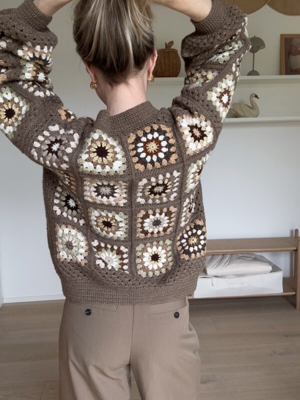 Brown Granny Square Crochet Cardigan Jacket