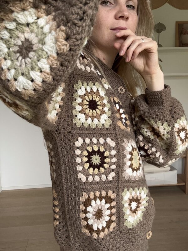 Brown Granny Square Crochet Cardigan Jacket