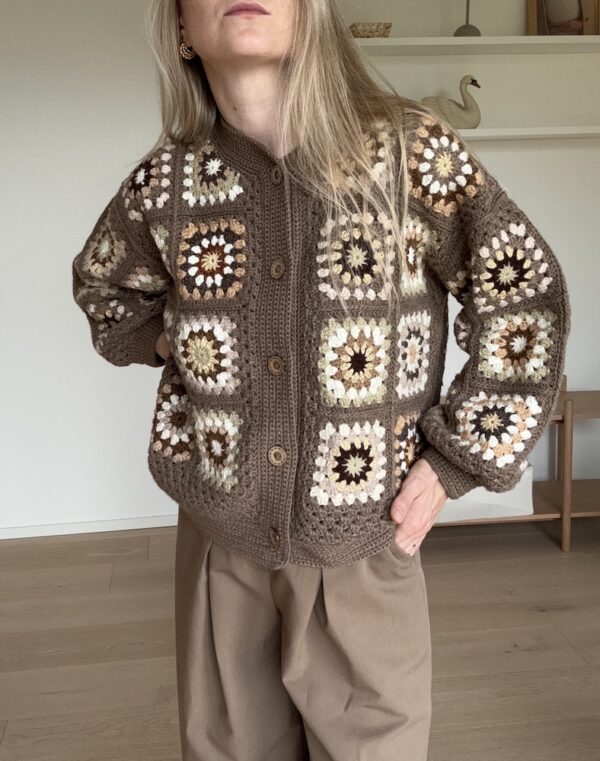Brown Granny Square Crochet Cardigan Jacket