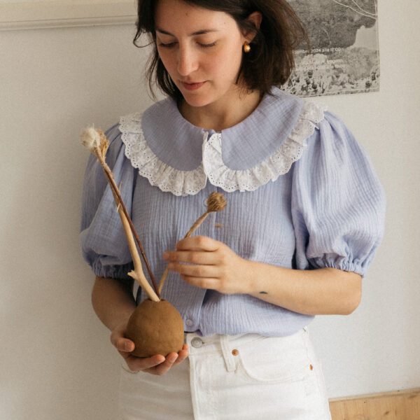 Zoe Muslin Lace Collar Blouse