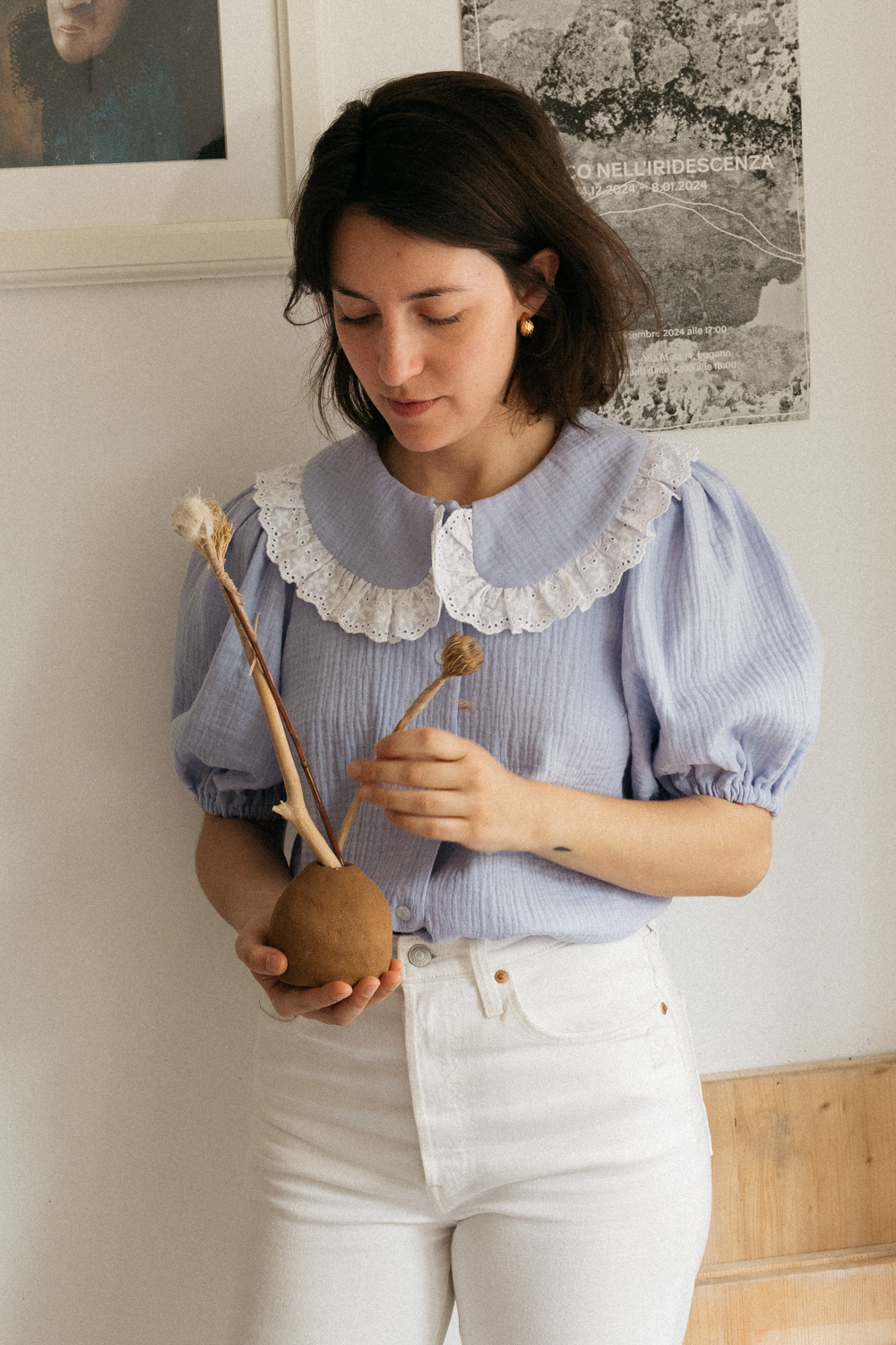 Zoe Muslin Lace Collar Blouse