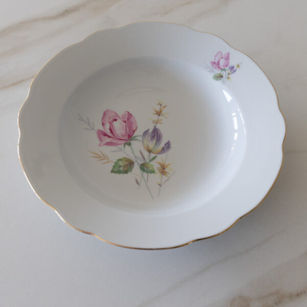 Vintage Porcelain Floral Deep Plate