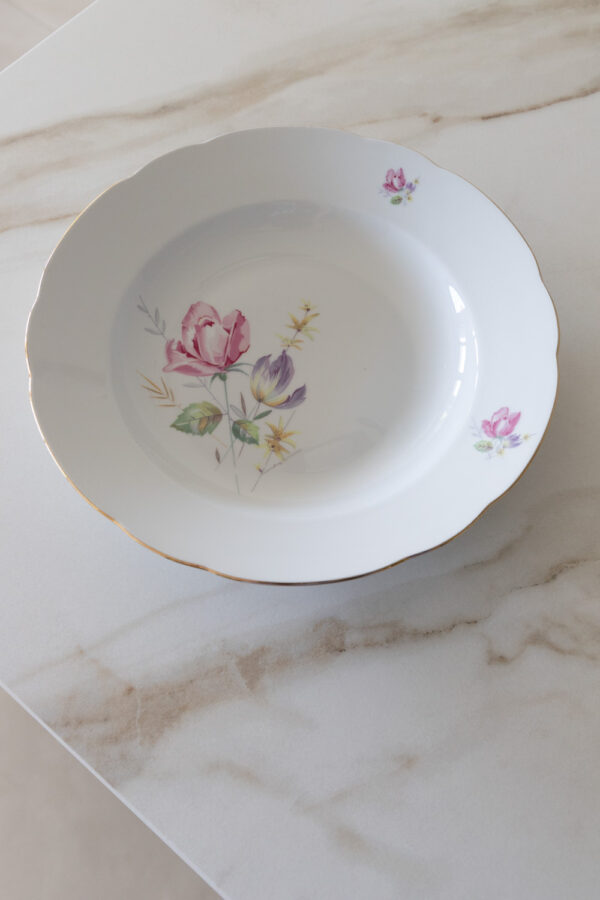 Vintage Porcelain Floral Large Plate