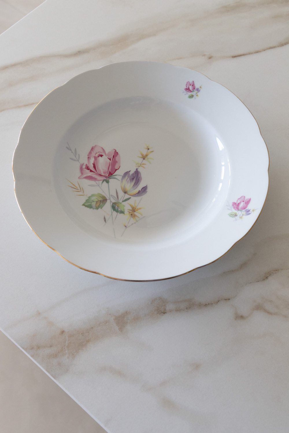 Vintage Porcelain Floral Large Plate