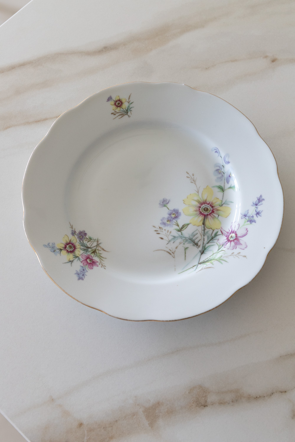 Vintage Porcelain Flowers Dinner Plate