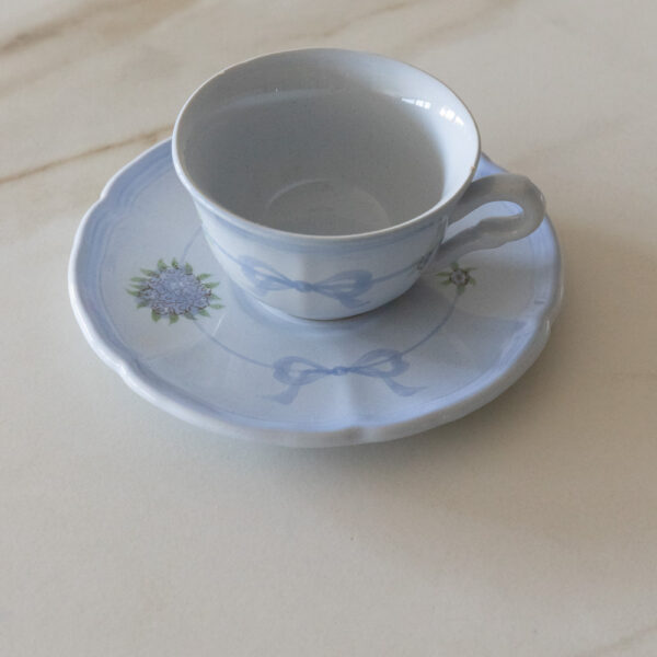Vintage Bow Ceramic Cup & Plate