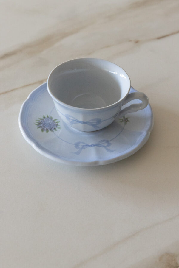 Vintage Bow Ceramic Cup & Plate
