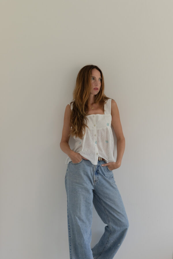 Zoe Lace Embroidery Cotton Top