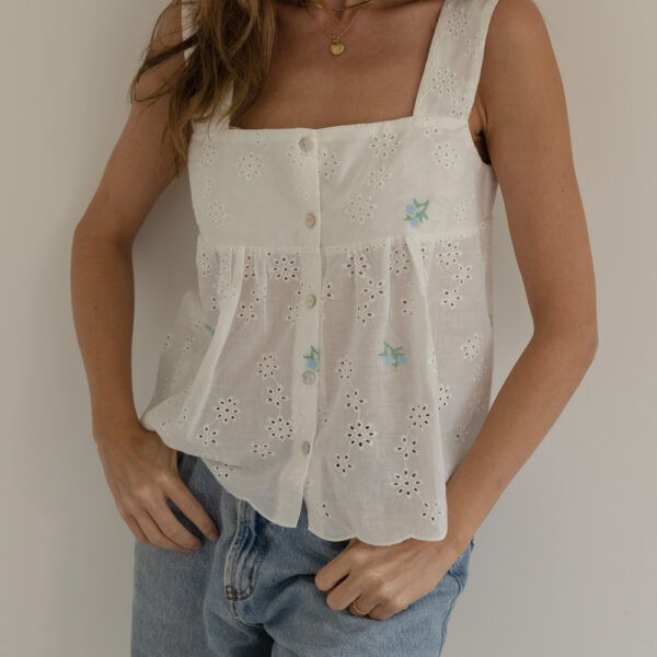 Zoe Lace Embroidery Cotton Top