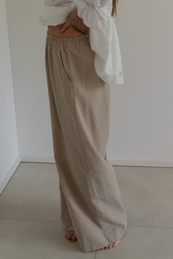 Zoe Textured Cotton Wide Leg Pants
