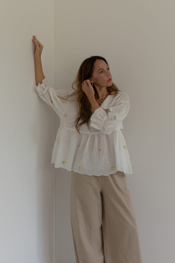 Zoe Lace Embroidery Cotton Blouse