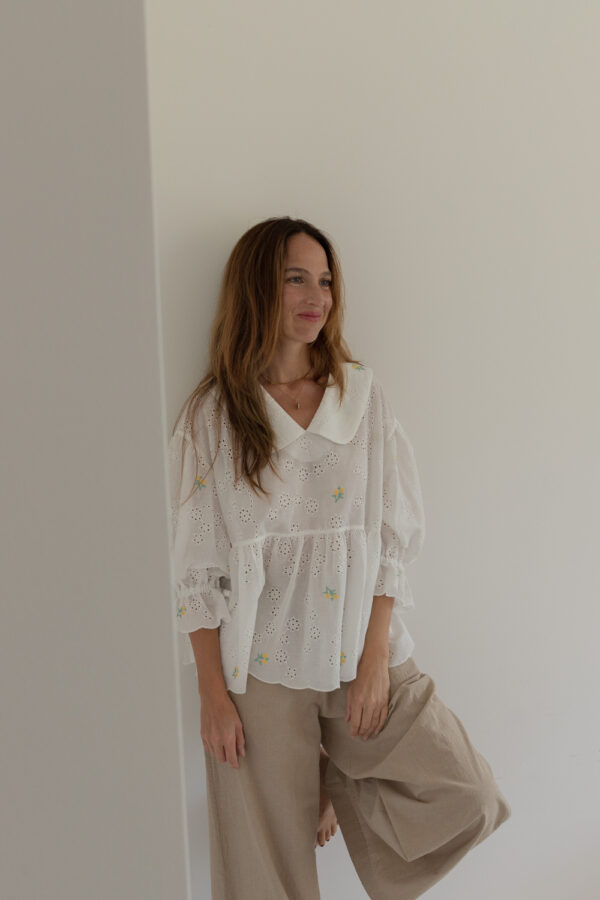Zoe Lace Embroidery Cotton Blouse