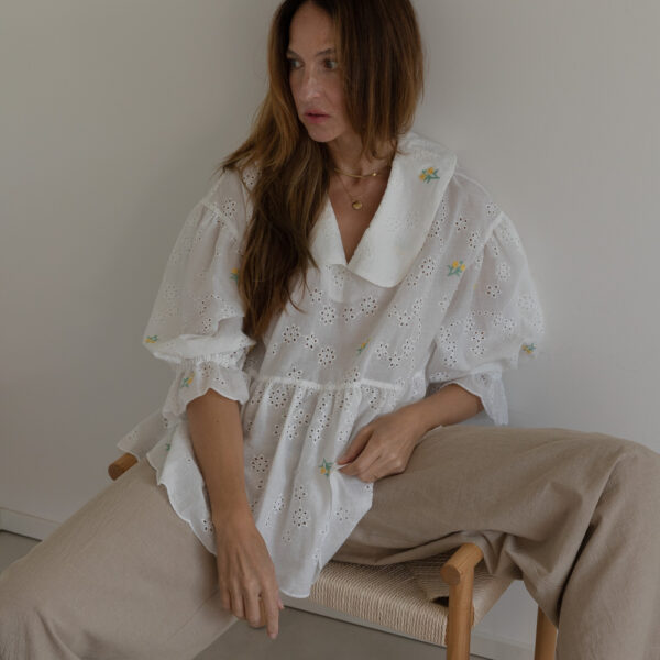 Zoe Lace Embroidery Cotton Blouse